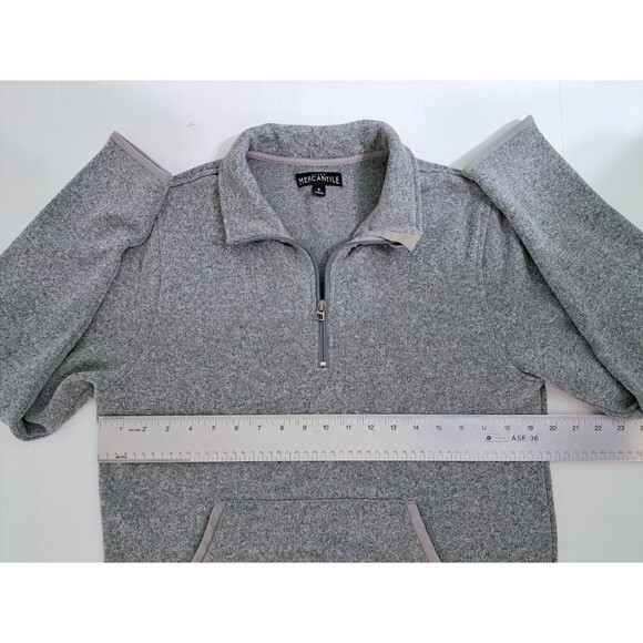 J Crew Men's Small Gray Mock Neck Pouch Fleece Pullover Zip Sweater Grey - Picture 9 of 10